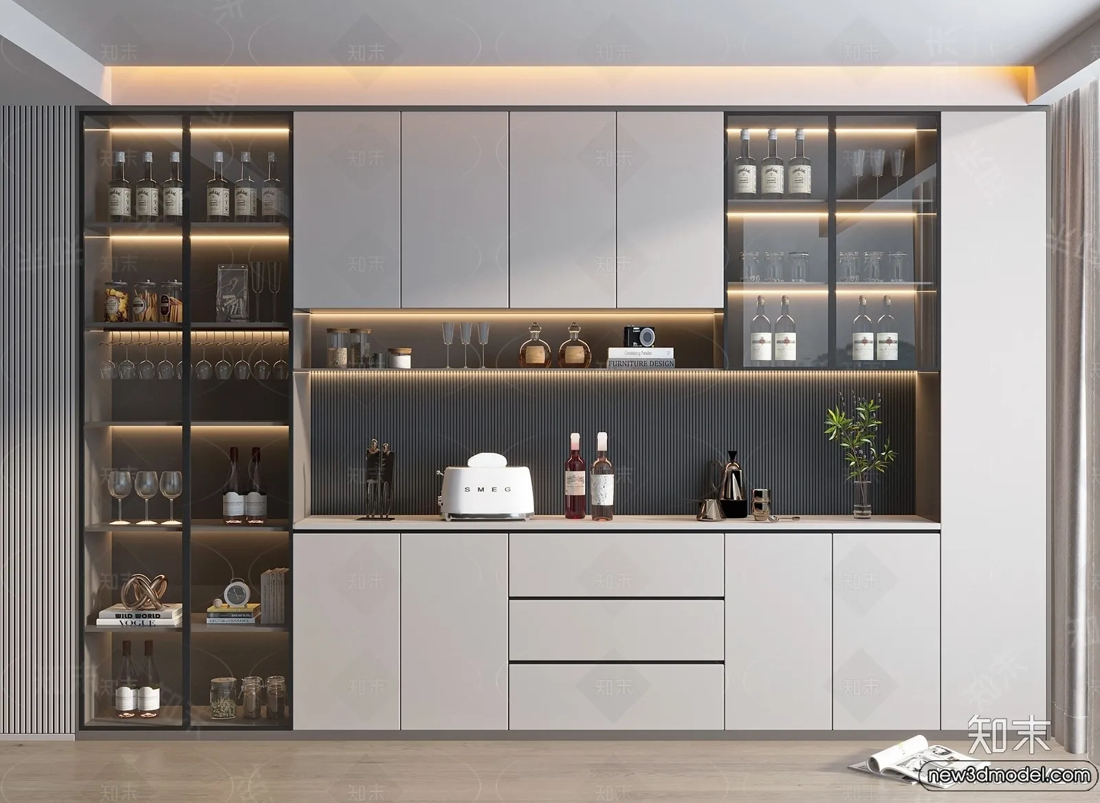 Wine Cabinet 3D Models - 3D Furniture for Interior Design - 002