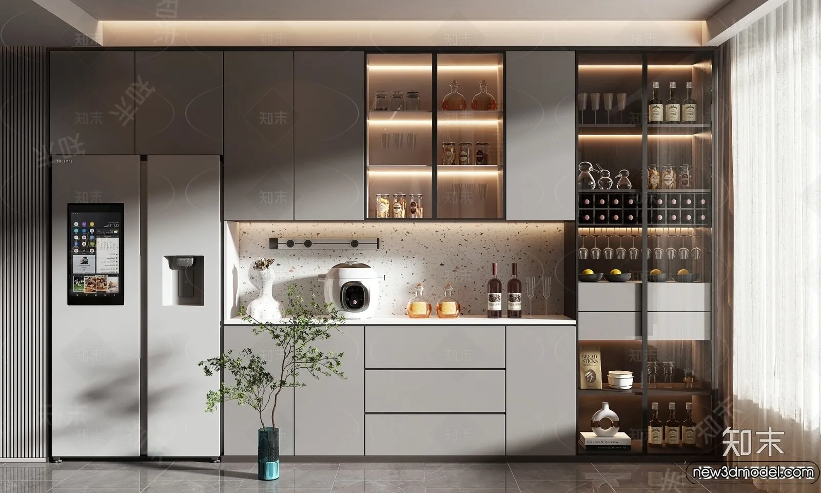 Wine Cabinet 3D Models - 3D Furniture for Interior Design - 003