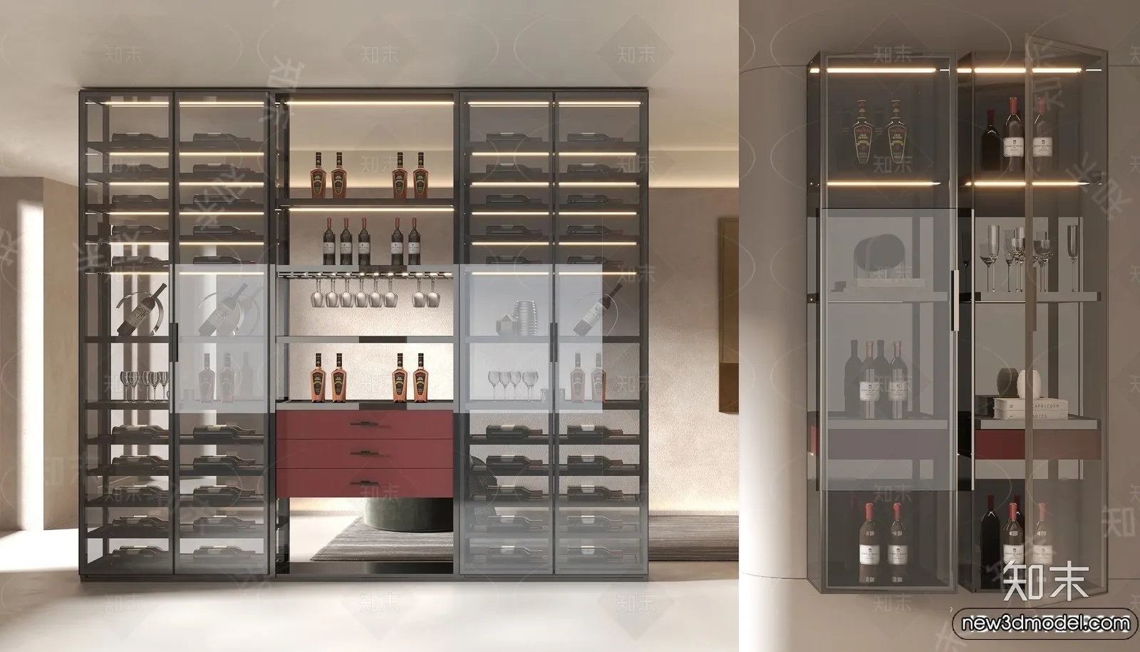 Wine Cabinet 3D Models - 3D Furniture for Interior Design - 004