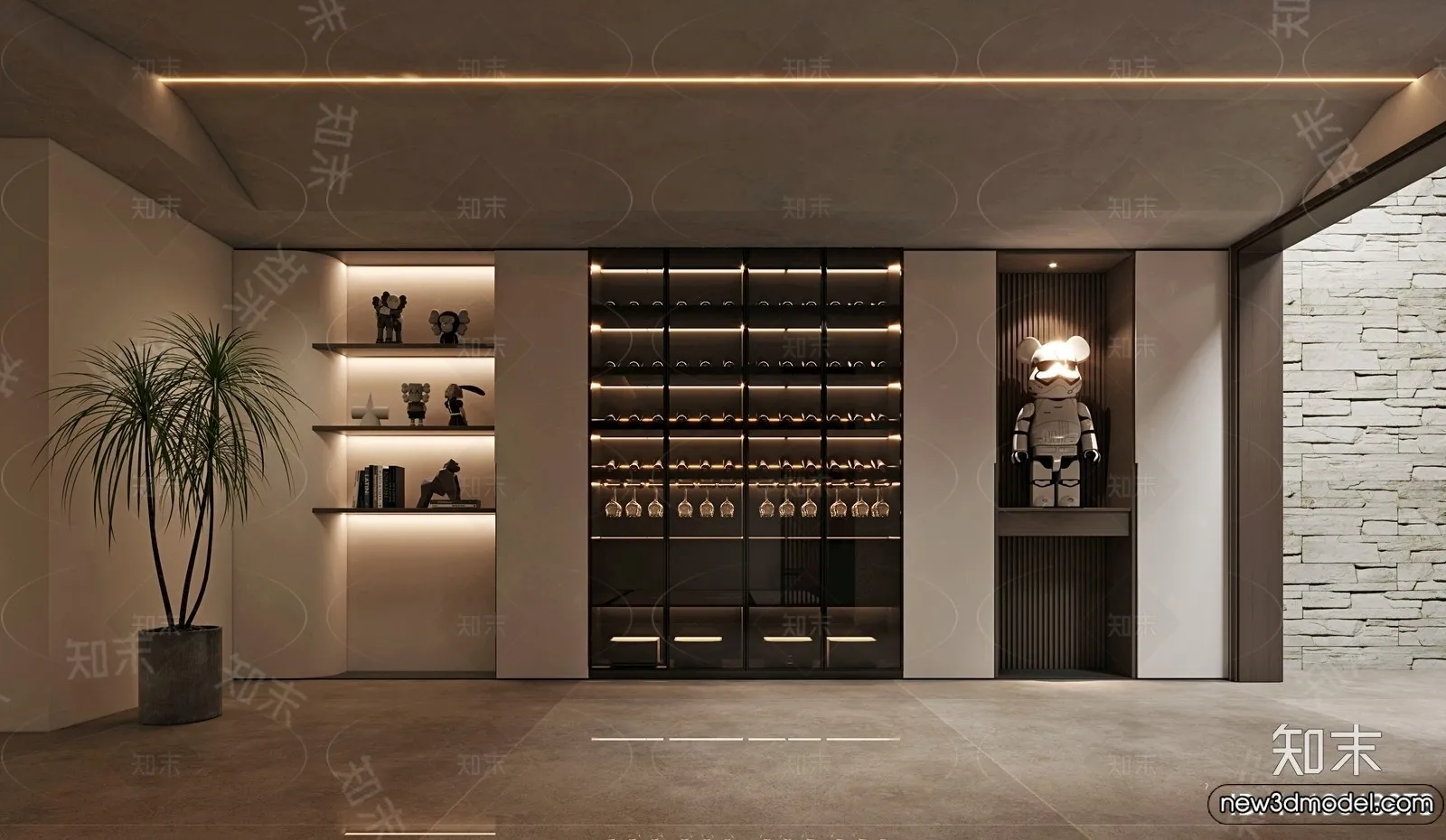 Wine Cabinet 3D Models - 3D Furniture for Interior Design - 005