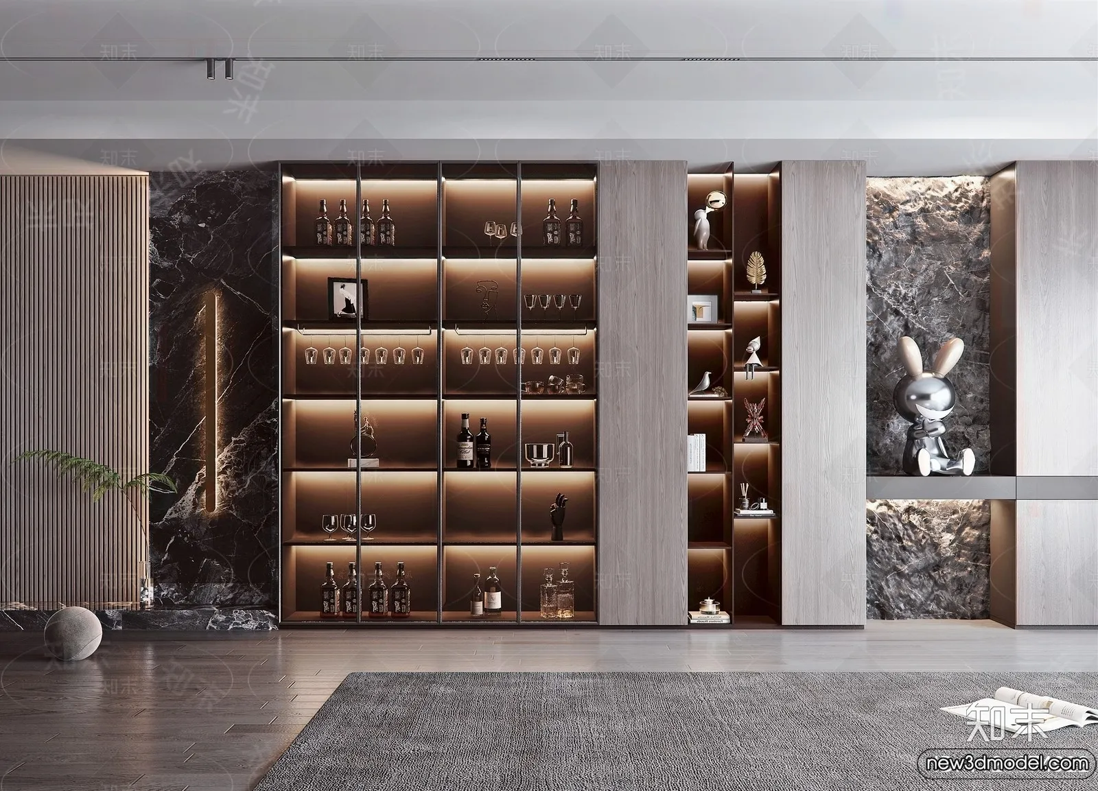 Wine Cabinet 3D Models - 3D Furniture for Interior Design - 006
