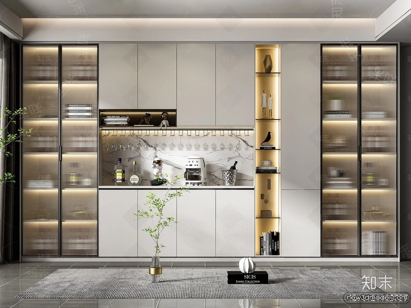 Wine Cabinet 3D Models - 3D Furniture for Interior Design - 007