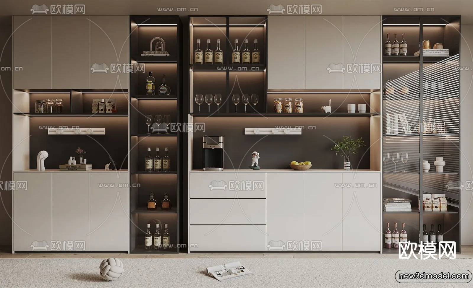 Wine Cabinet 3D Models - 3D Furniture for Interior Design - 012