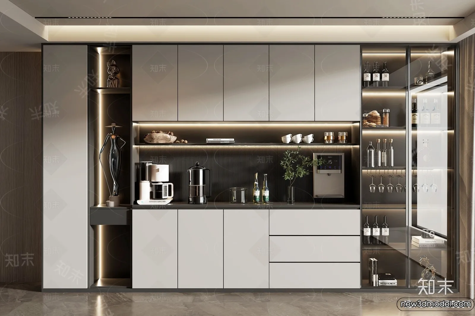 Wine Cabinet 3D Models - 3D Furniture for Interior Design - 013