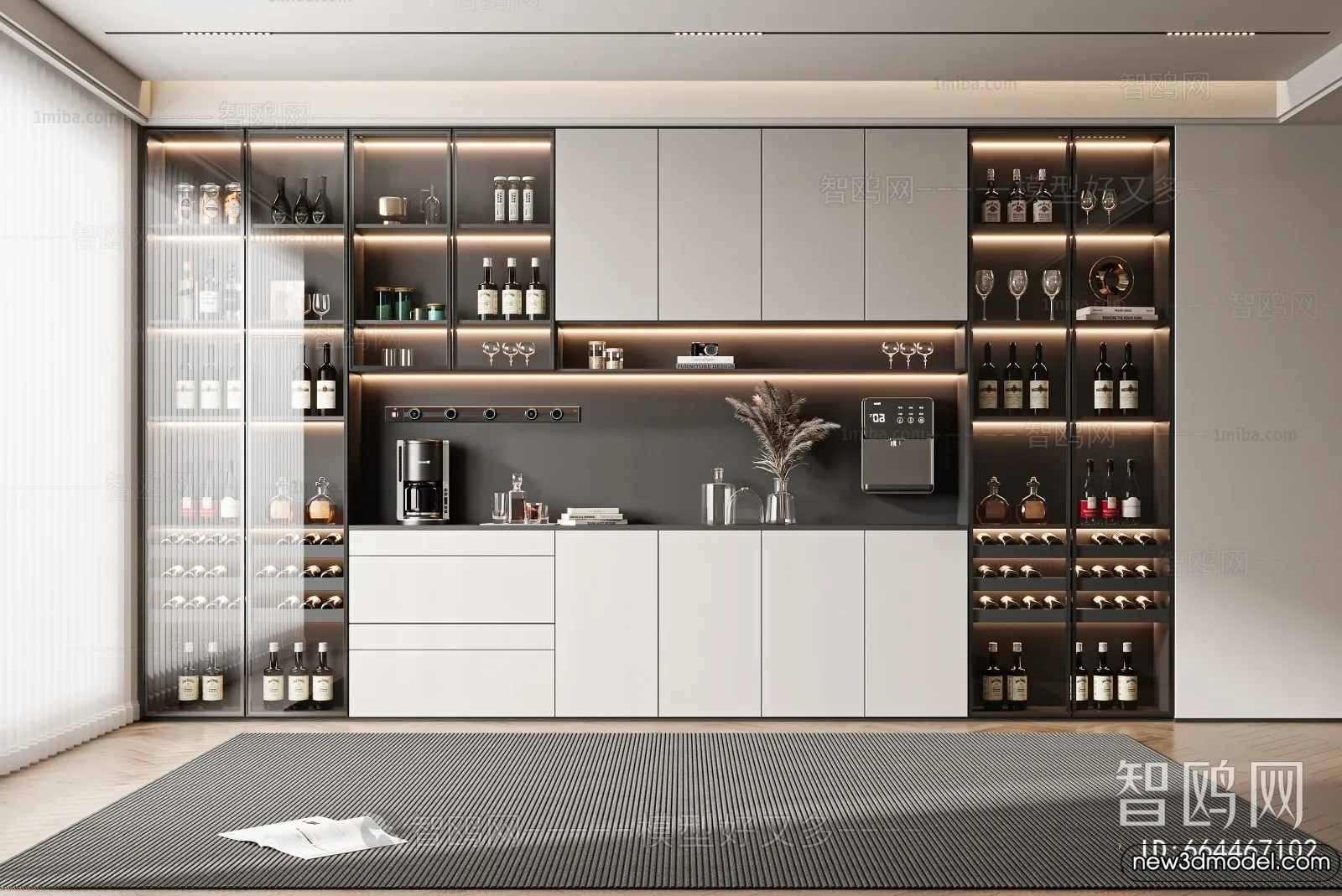 Wine Cabinet 3D Models - 3D Furniture for Interior Design - 014