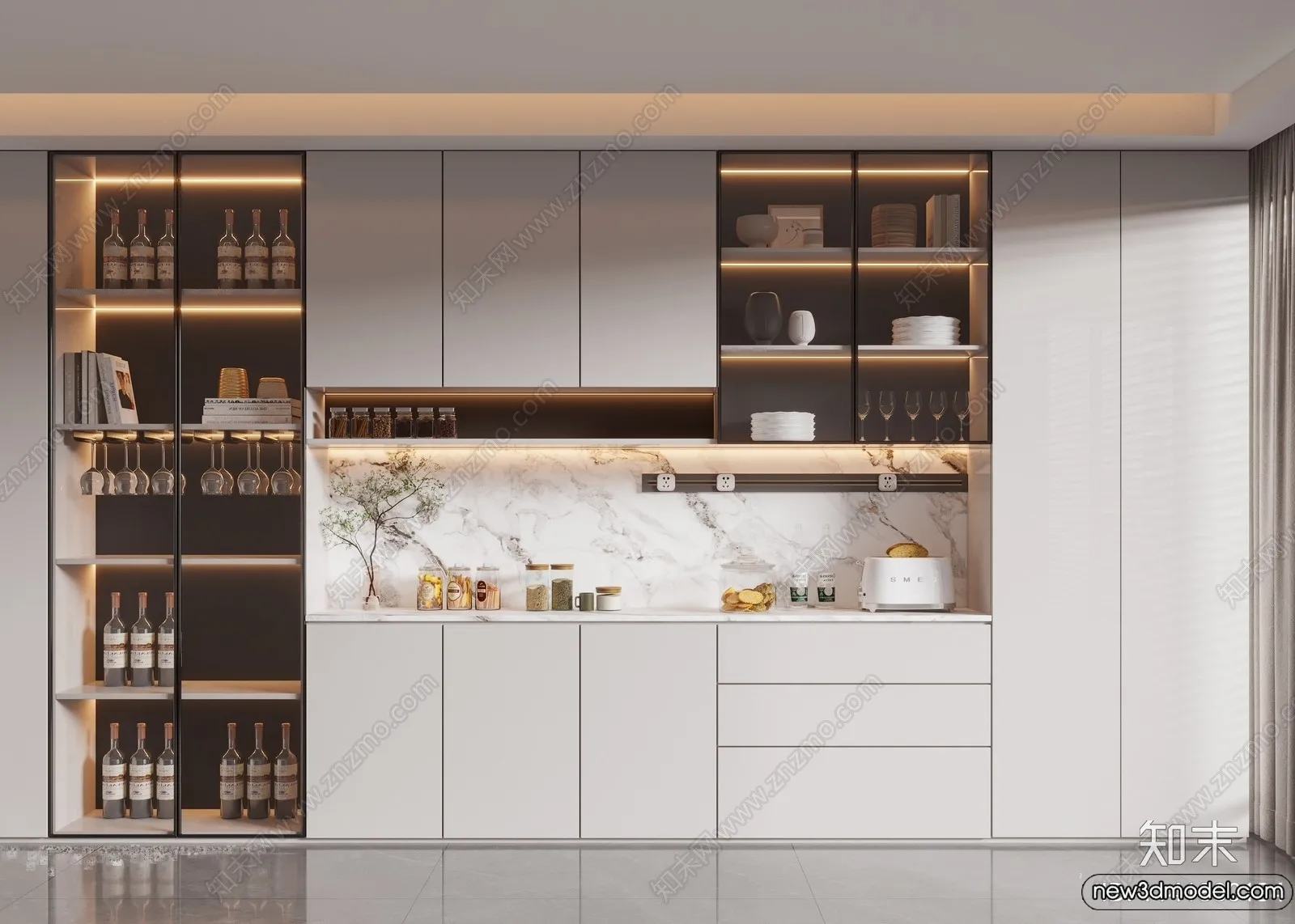 Wine Cabinet 3D Models - 3D Furniture for Interior Design - 016