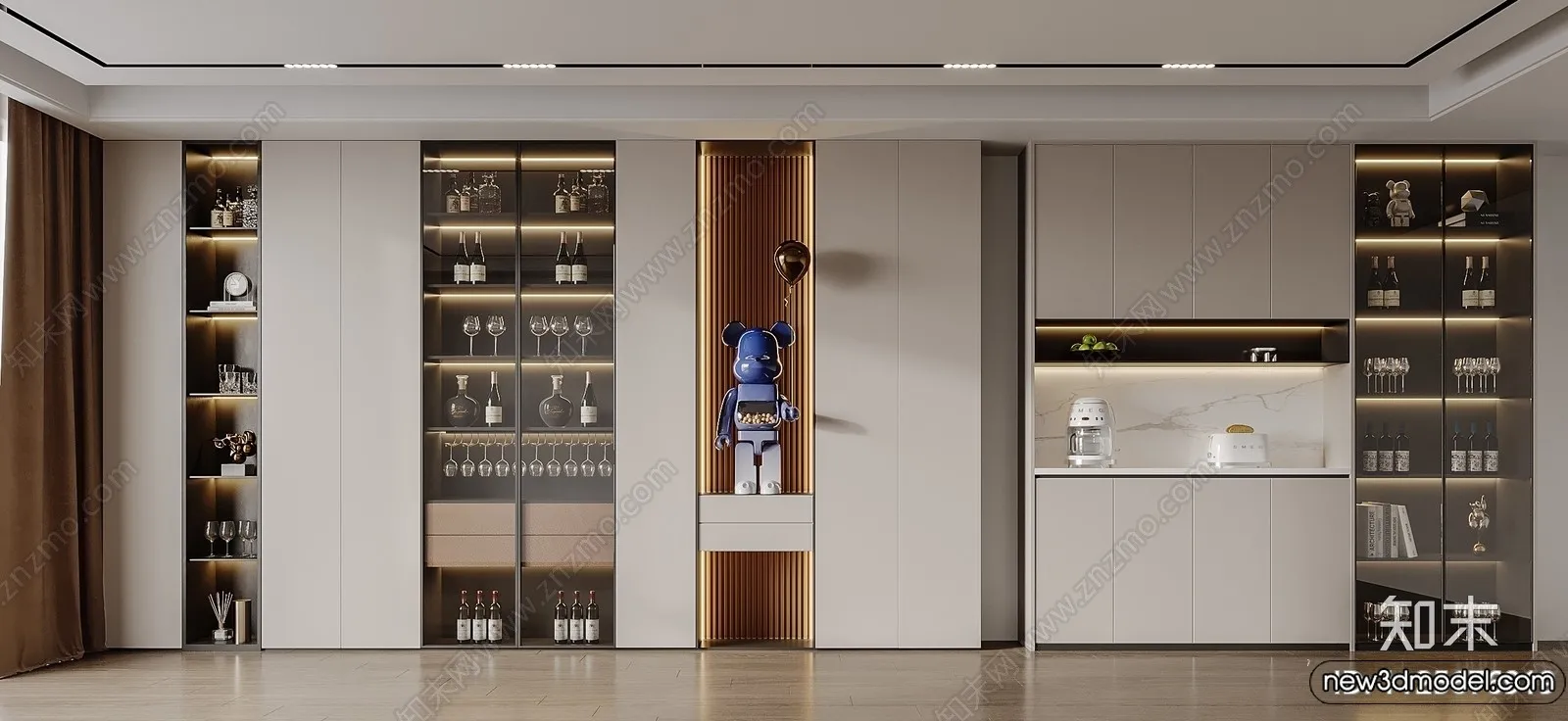 Wine Cabinet 3D Models - 3D Furniture for Interior Design - 026