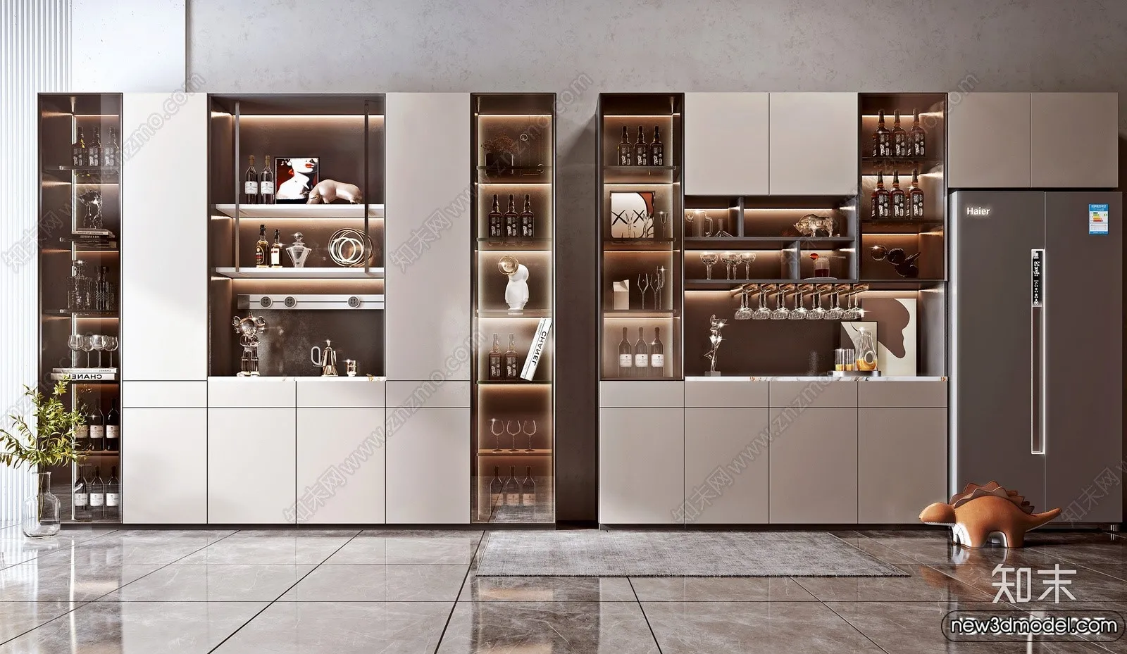 Wine Cabinet 3D Models - 3D Furniture for Interior Design - 028