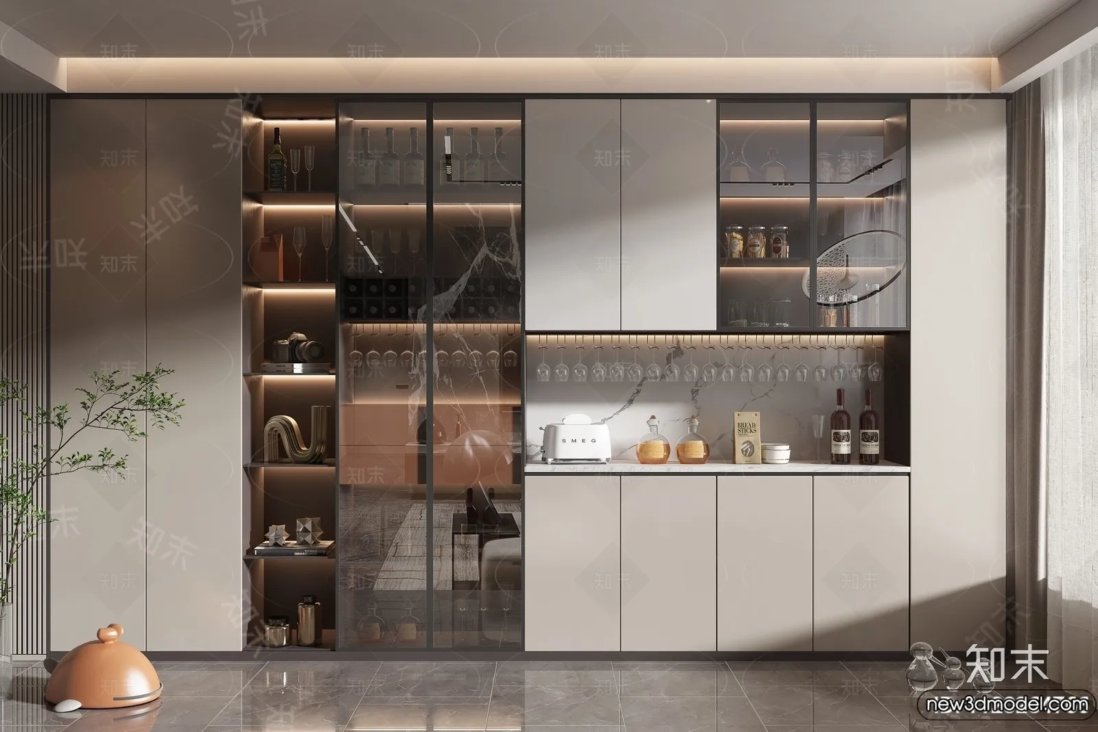 Wine Cabinet 3D Models - 3D Furniture for Interior Design - 032