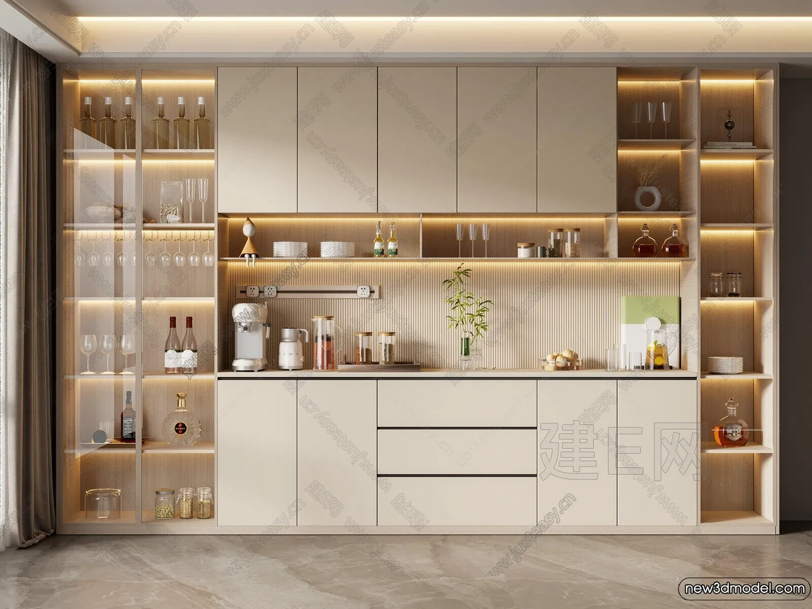 Wine Cabinet 3D Models - 3D Furniture for Interior Design - 033