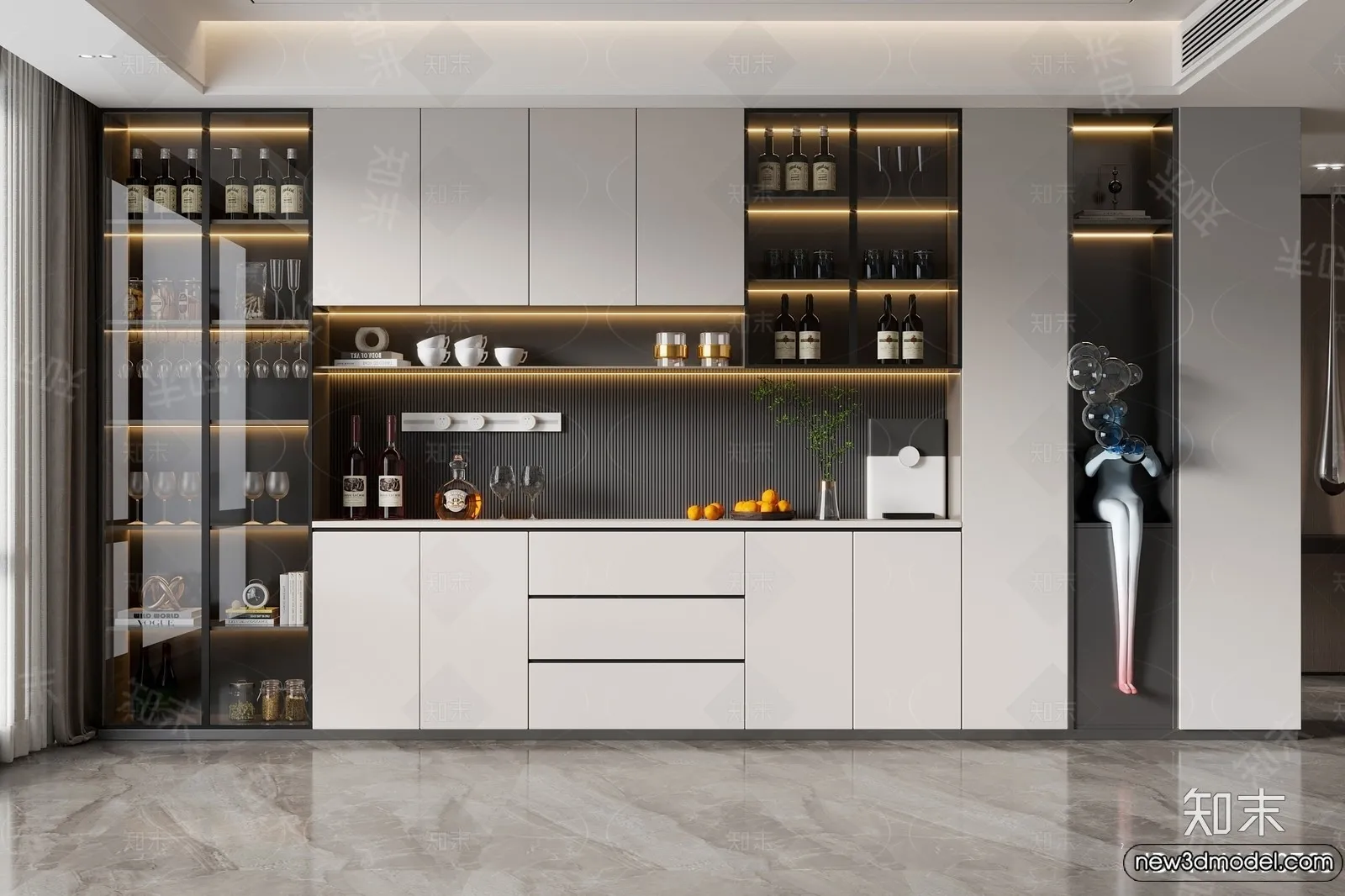 Wine Cabinet 3D Models - 3D Furniture for Interior Design - 035