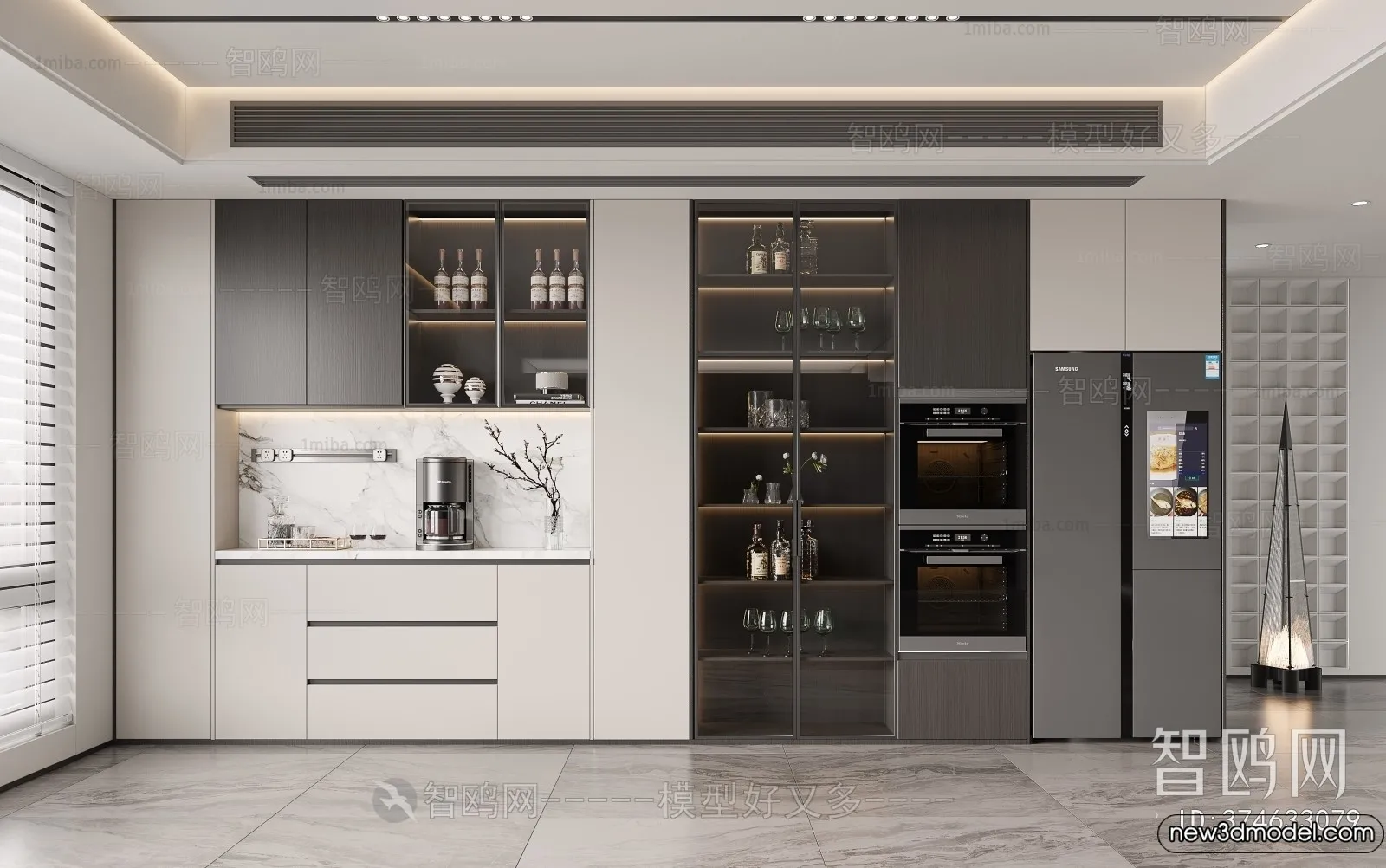 Wine Cabinet 3D Models - 3D Furniture for Interior Design - 036