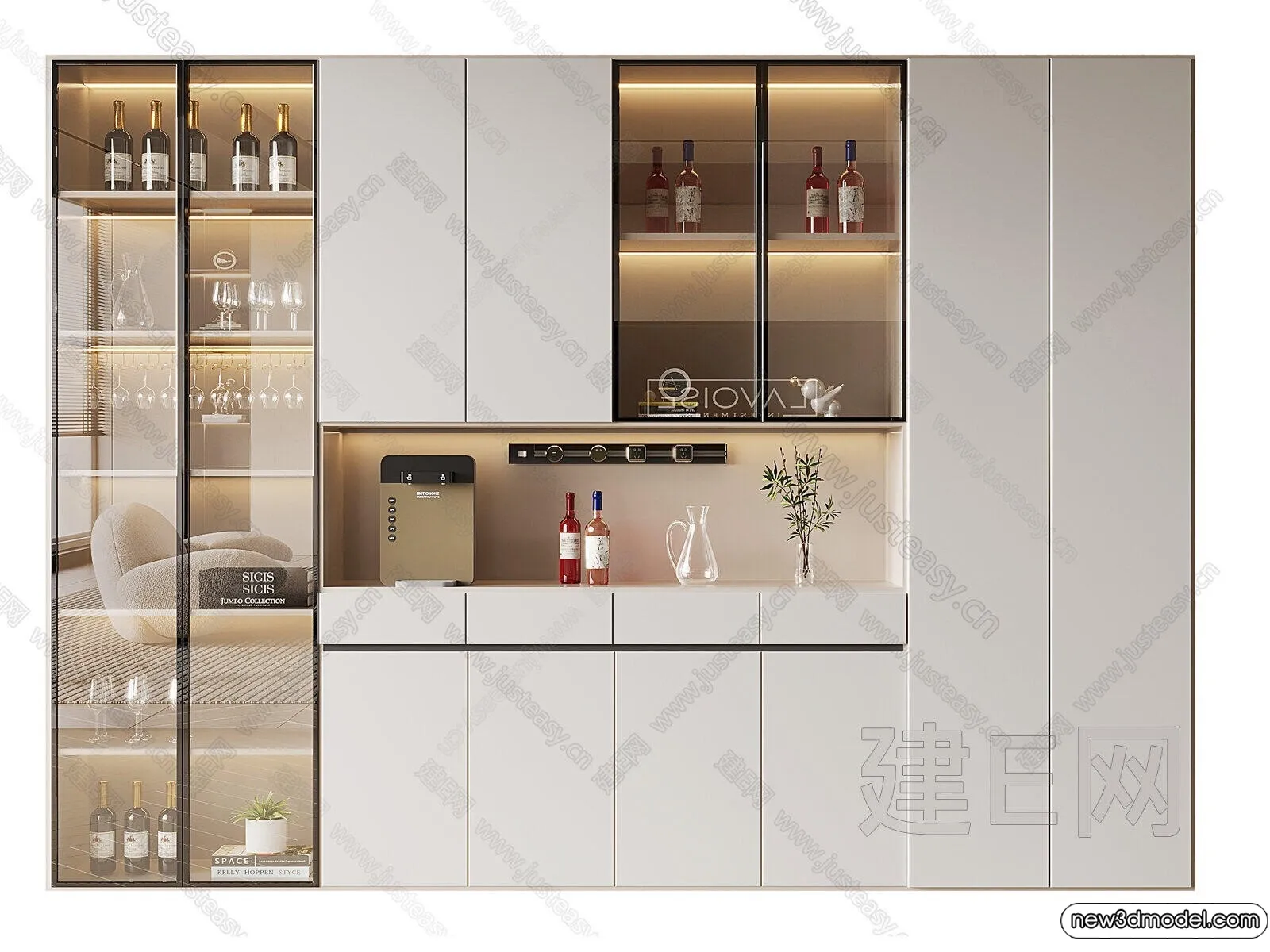 Wine Cabinet 3D Models - 3D Furniture for Interior Design - 037