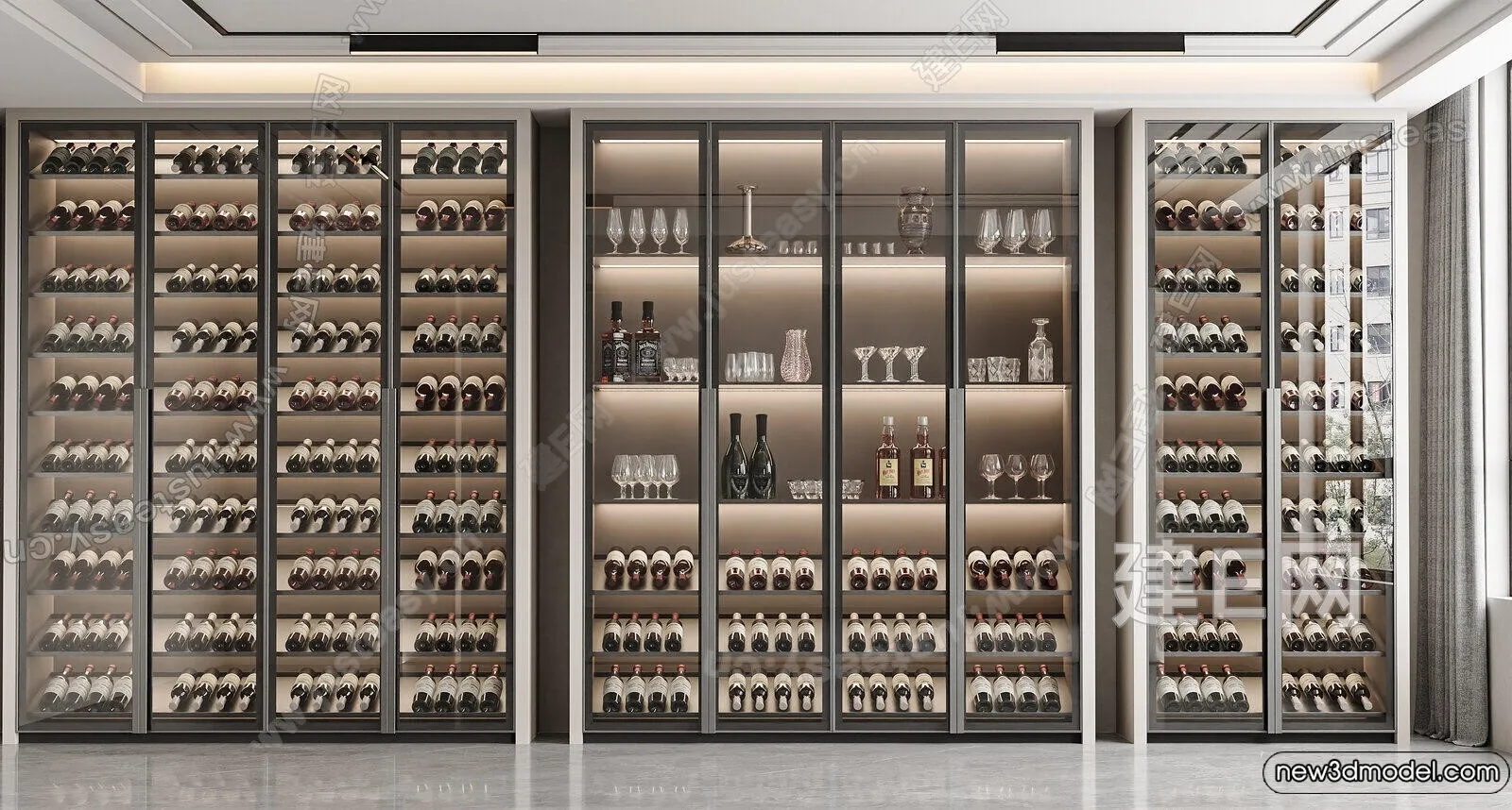 Wine Cabinet 3D Models - 3D Furniture for Interior Design - 038