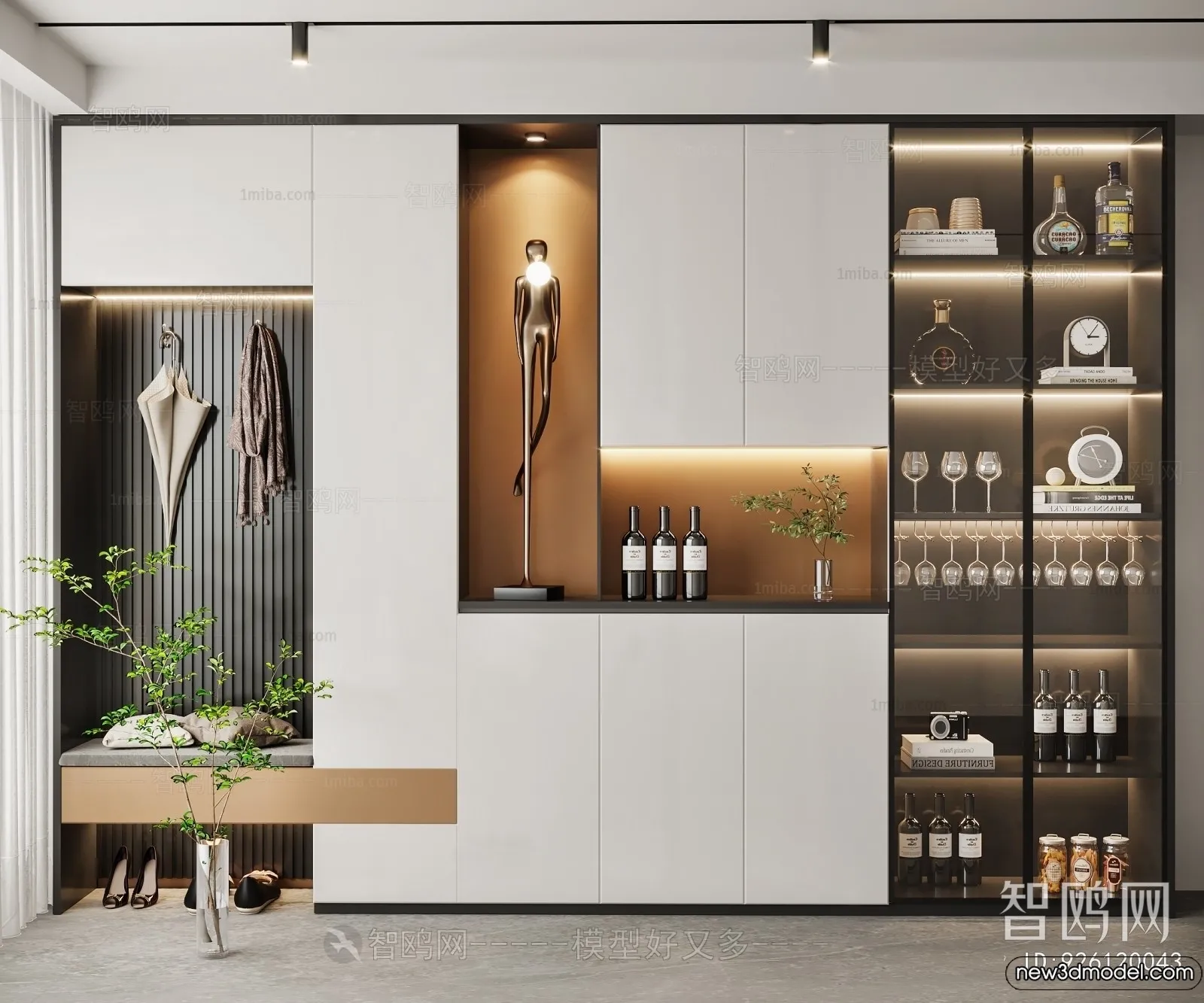 Wine Cabinet 3D Models - 3D Furniture for Interior Design - 039