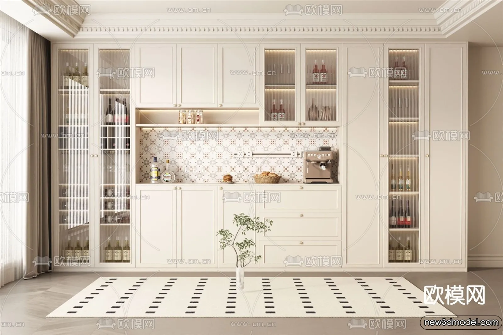 Wine Cabinet 3D Models - 3D Furniture for Interior Design - 040