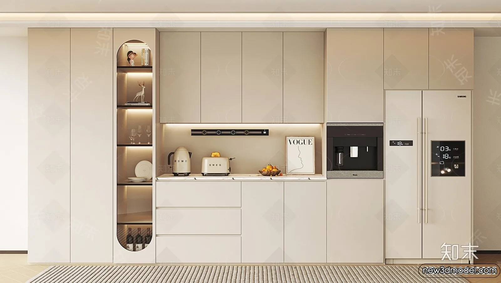 Wine Cabinet 3D Models - 3D Furniture for Interior Design - 042