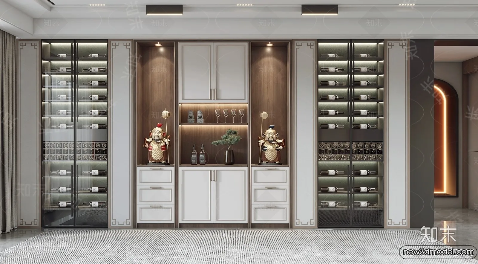 Wine Cabinet 3D Models - 3D Furniture for Interior Design - 043