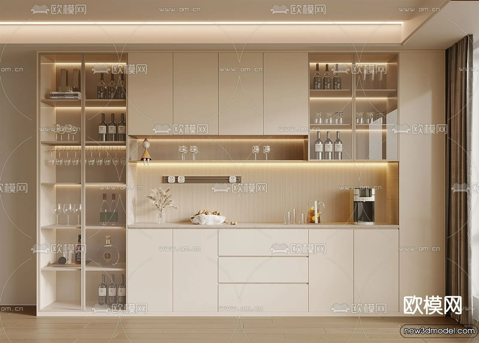 Wine Cabinet 3D Models - 3D Furniture for Interior Design - 045