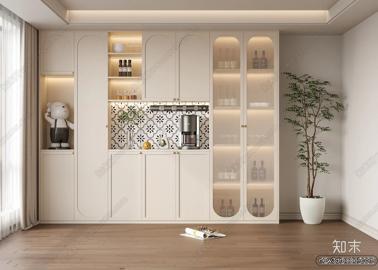 Wine Cabinet 3D Models - 3D Furniture for Interior Design - 046