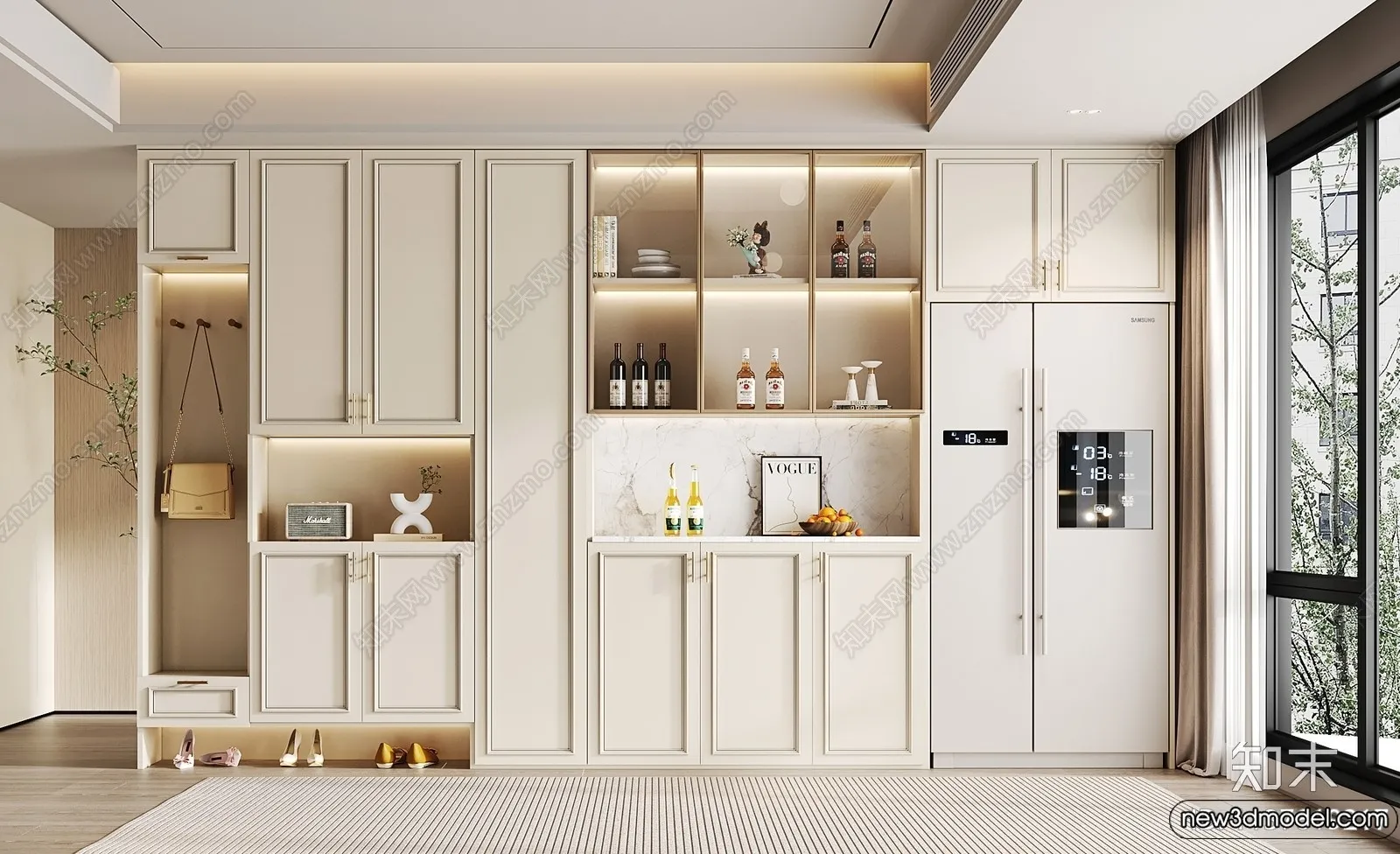 Wine Cabinet 3D Models - 3D Furniture for Interior Design - 047