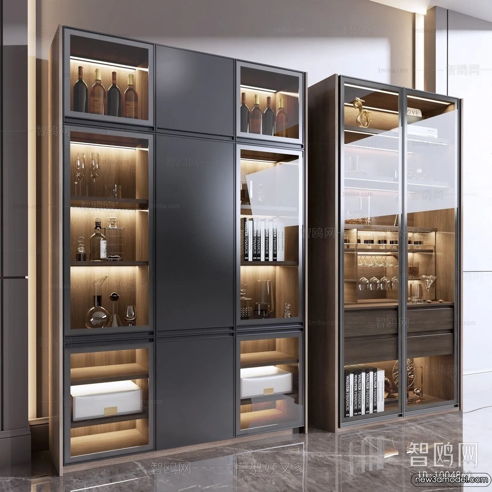 Wine Cabinet 3D Models - 3D Furniture for Interior Design - 048