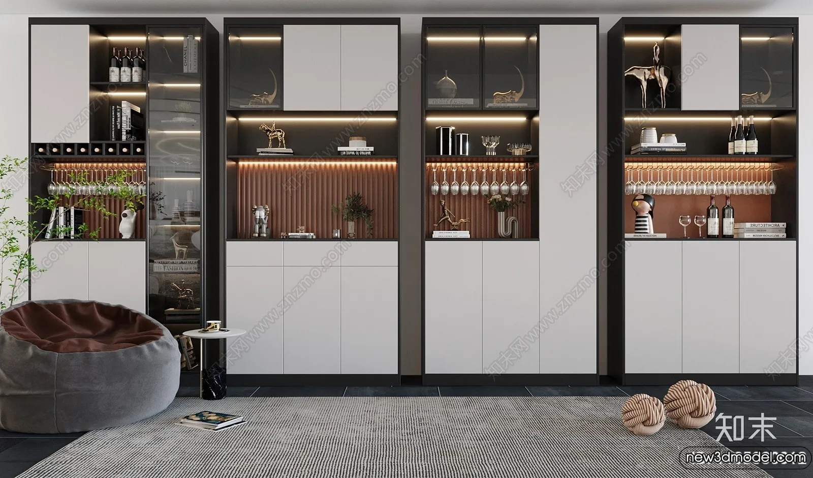 Wine Cabinet 3D Models - 3D Furniture for Interior Design - 050