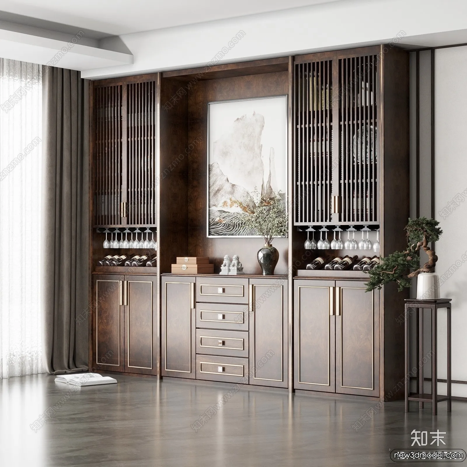 Wine Cabinet 3D Models - 3D Furniture for Interior Design - 051
