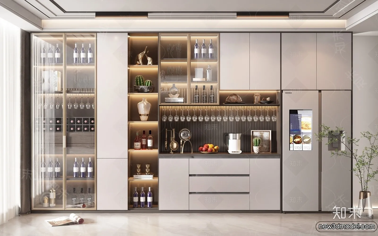 Wine Cabinet 3D Models - 3D Furniture for Interior Design - 058