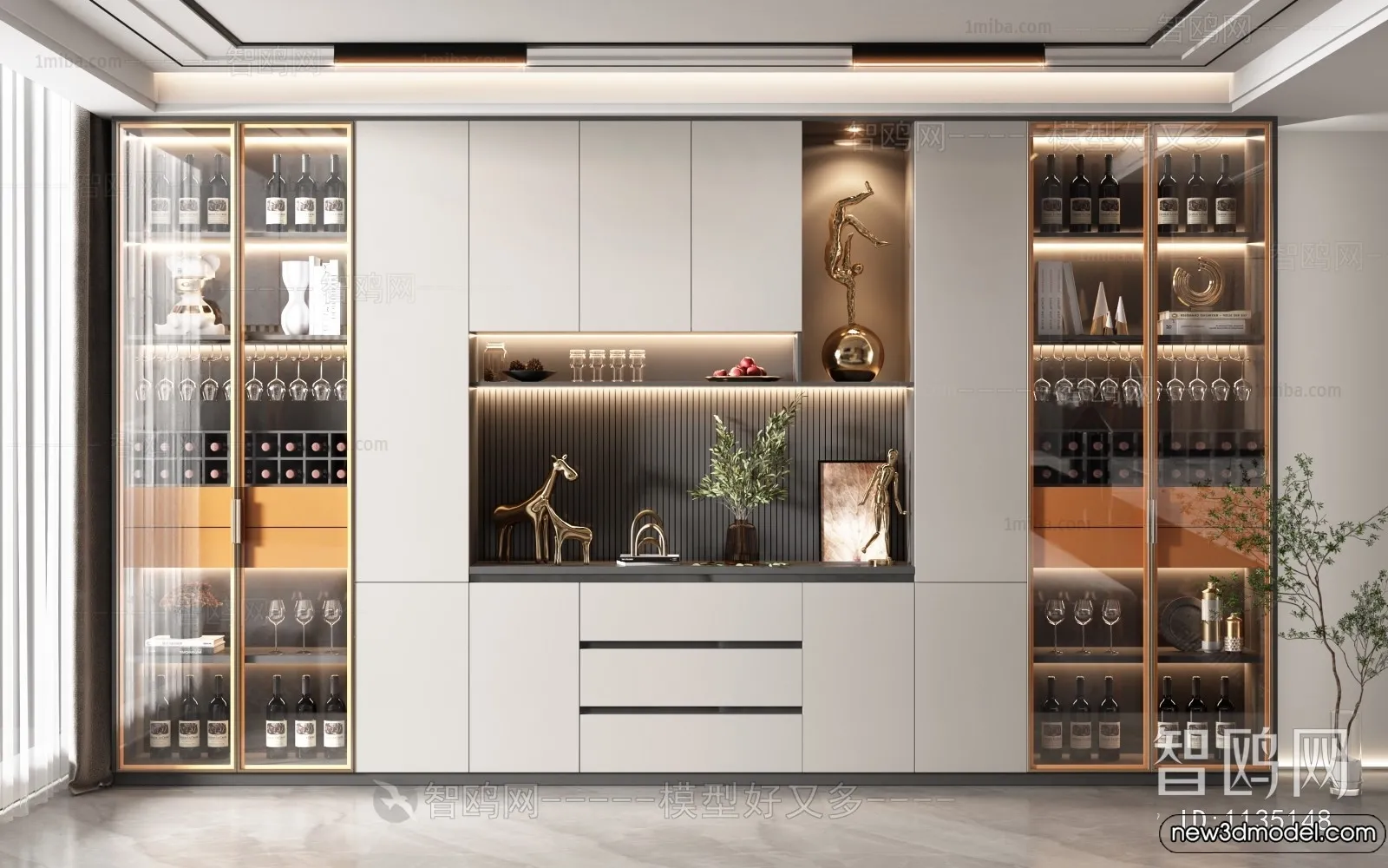 Wine Cabinet 3D Models - 3D Furniture for Interior Design - 059