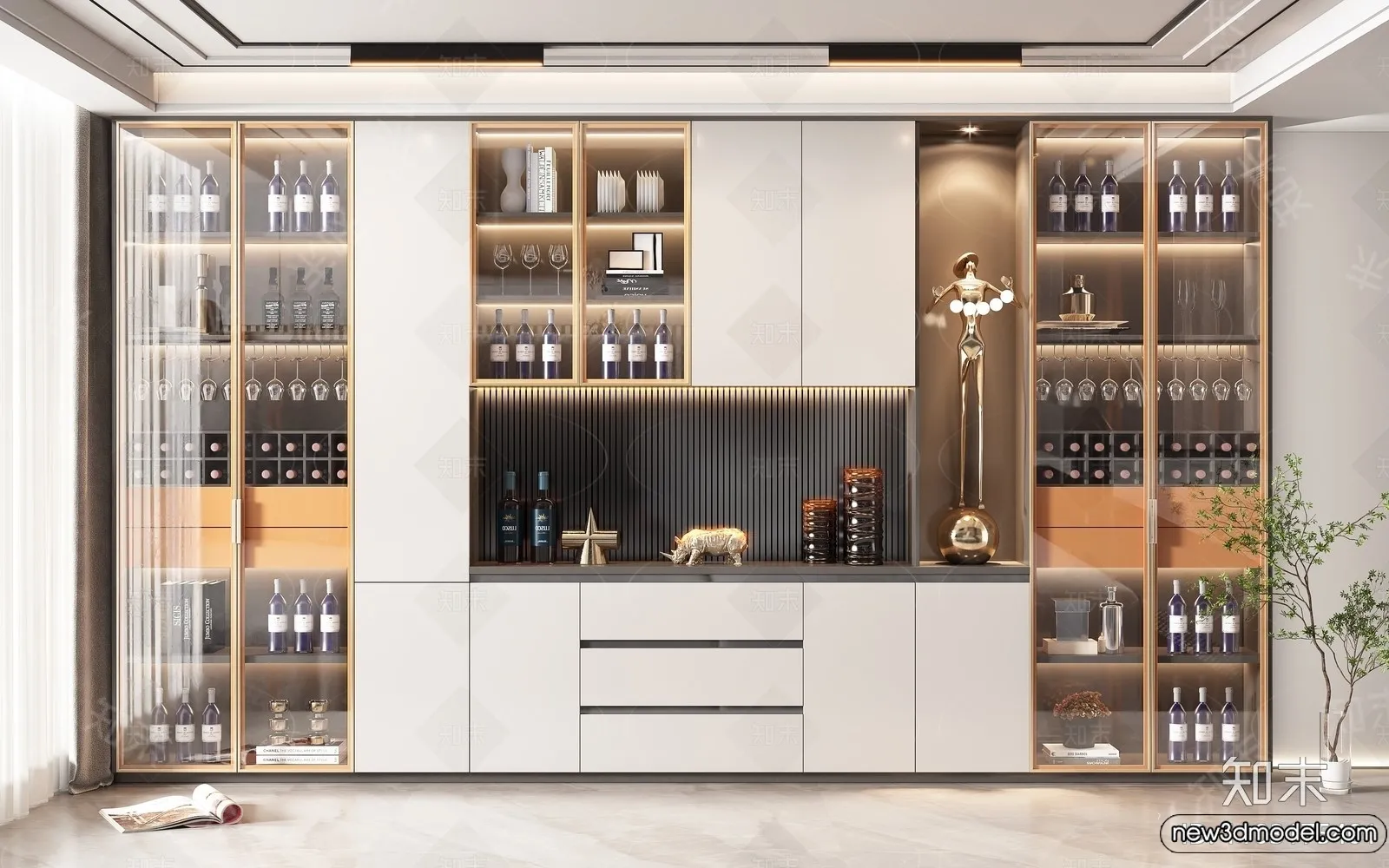 Wine Cabinet 3D Models - 3D Furniture for Interior Design - 060