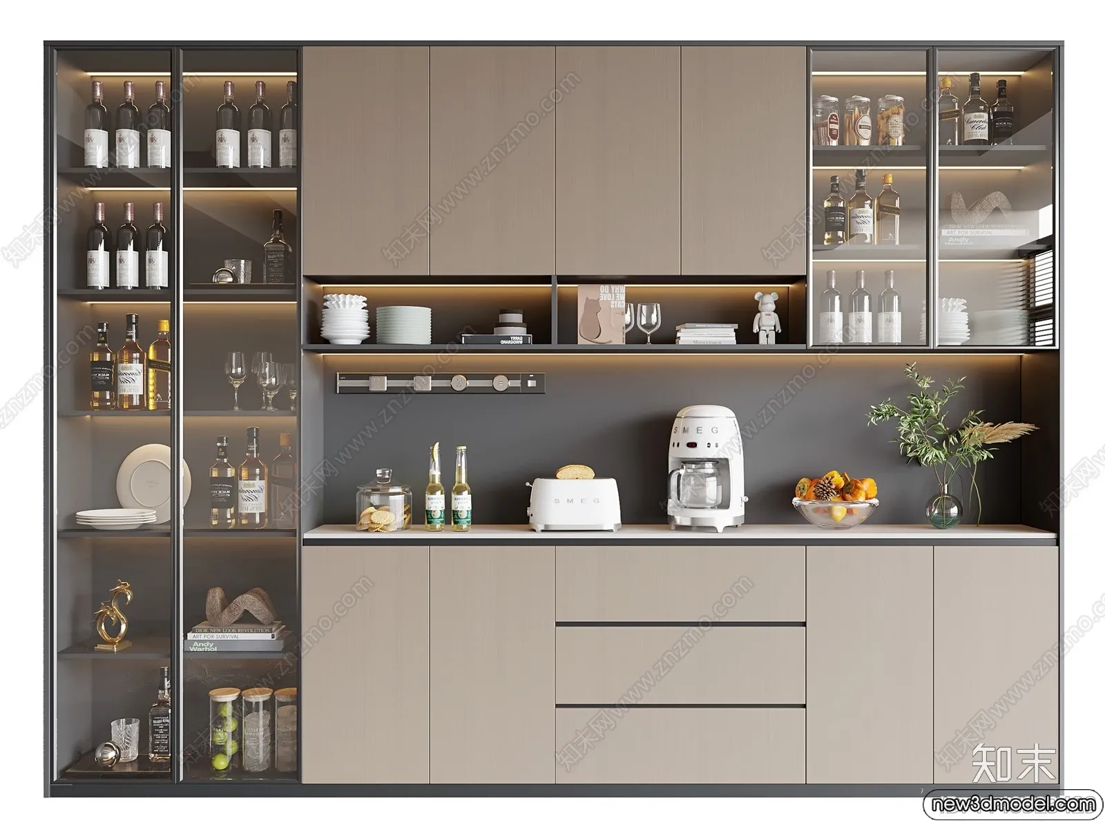 Wine Cabinet 3D Models - 3D Furniture for Interior Design - 063