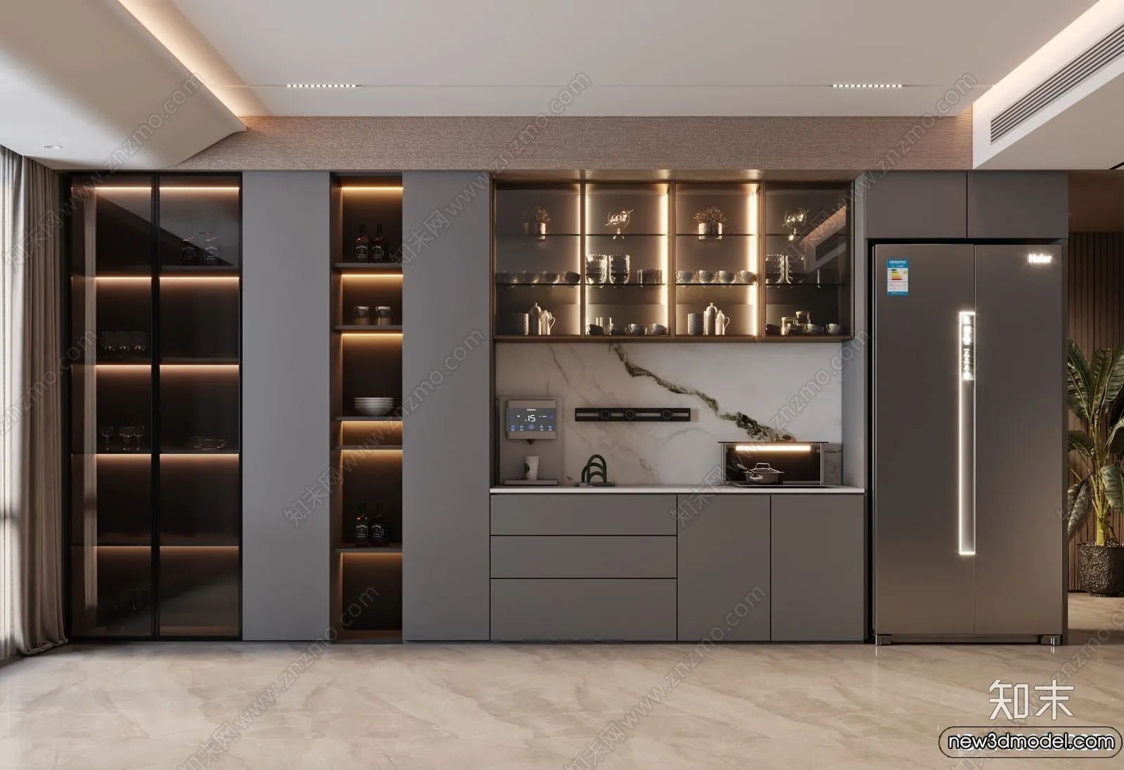 Wine Cabinet 3D Models - 3D Furniture for Interior Design - 066