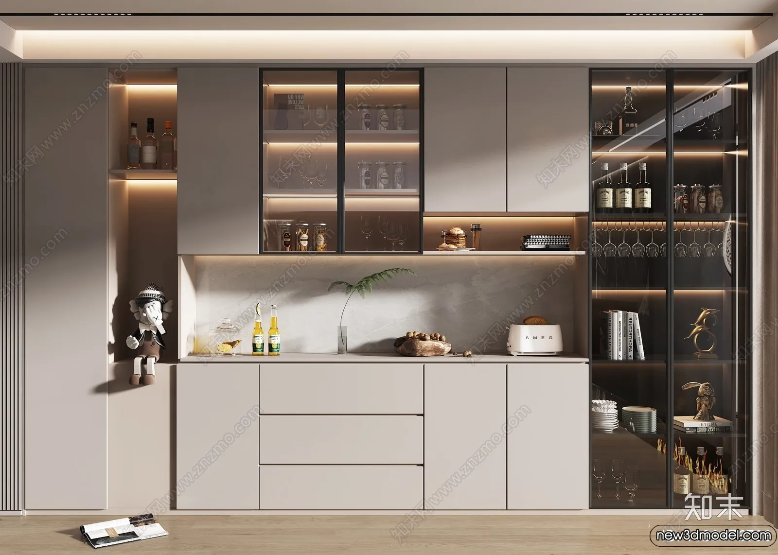 Wine Cabinet 3D Models - 3D Furniture for Interior Design - 067