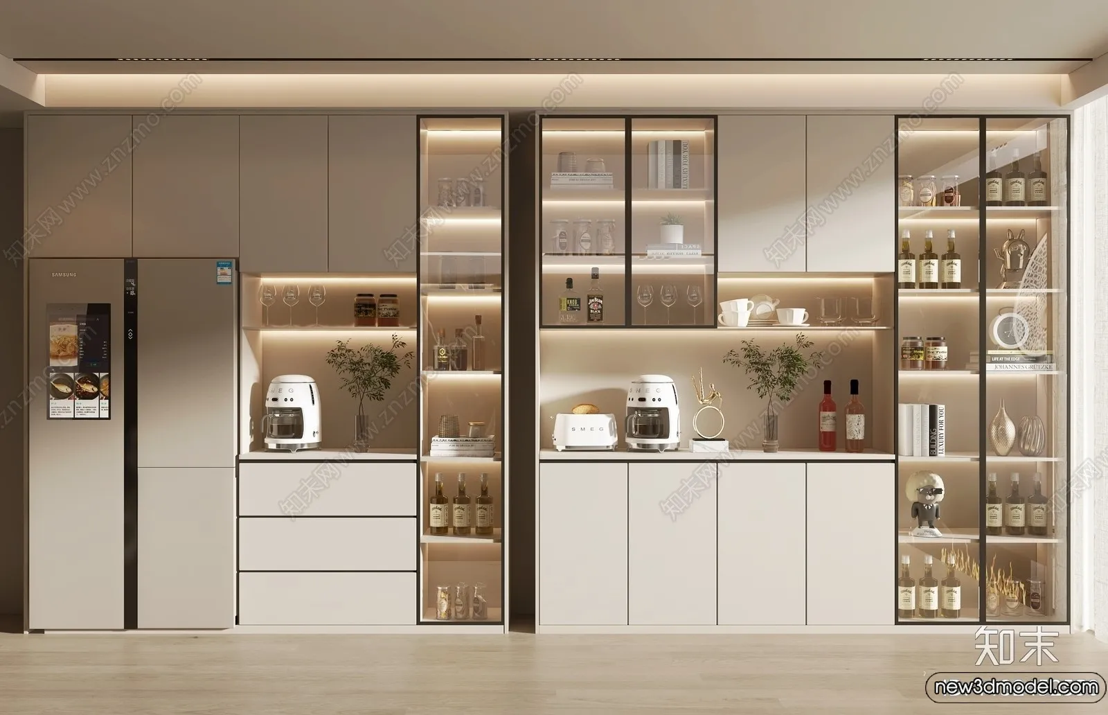 Wine Cabinet 3D Models - 3D Furniture for Interior Design - 068