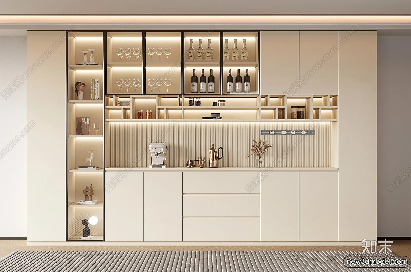 Wine Cabinet 3D Models - 3D Furniture for Interior Design - 072