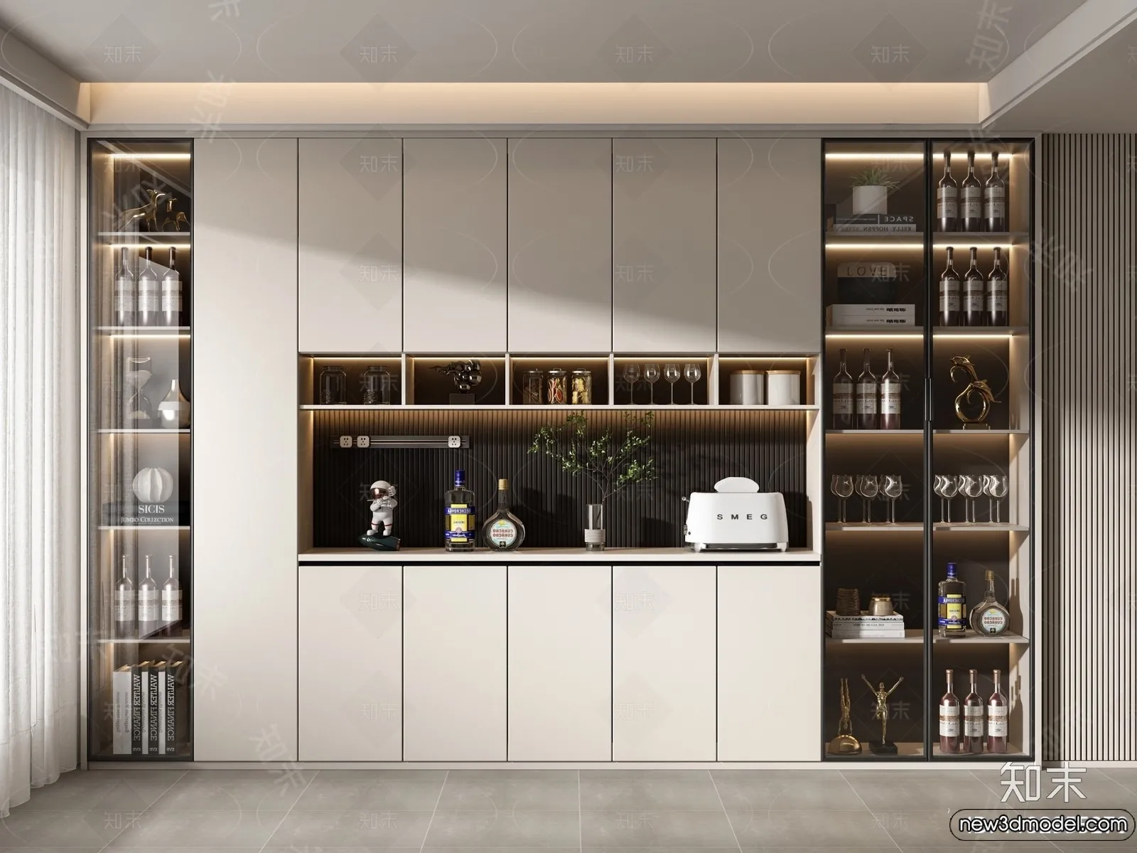 Wine Cabinet 3D Models - 3D Furniture for Interior Design - 076