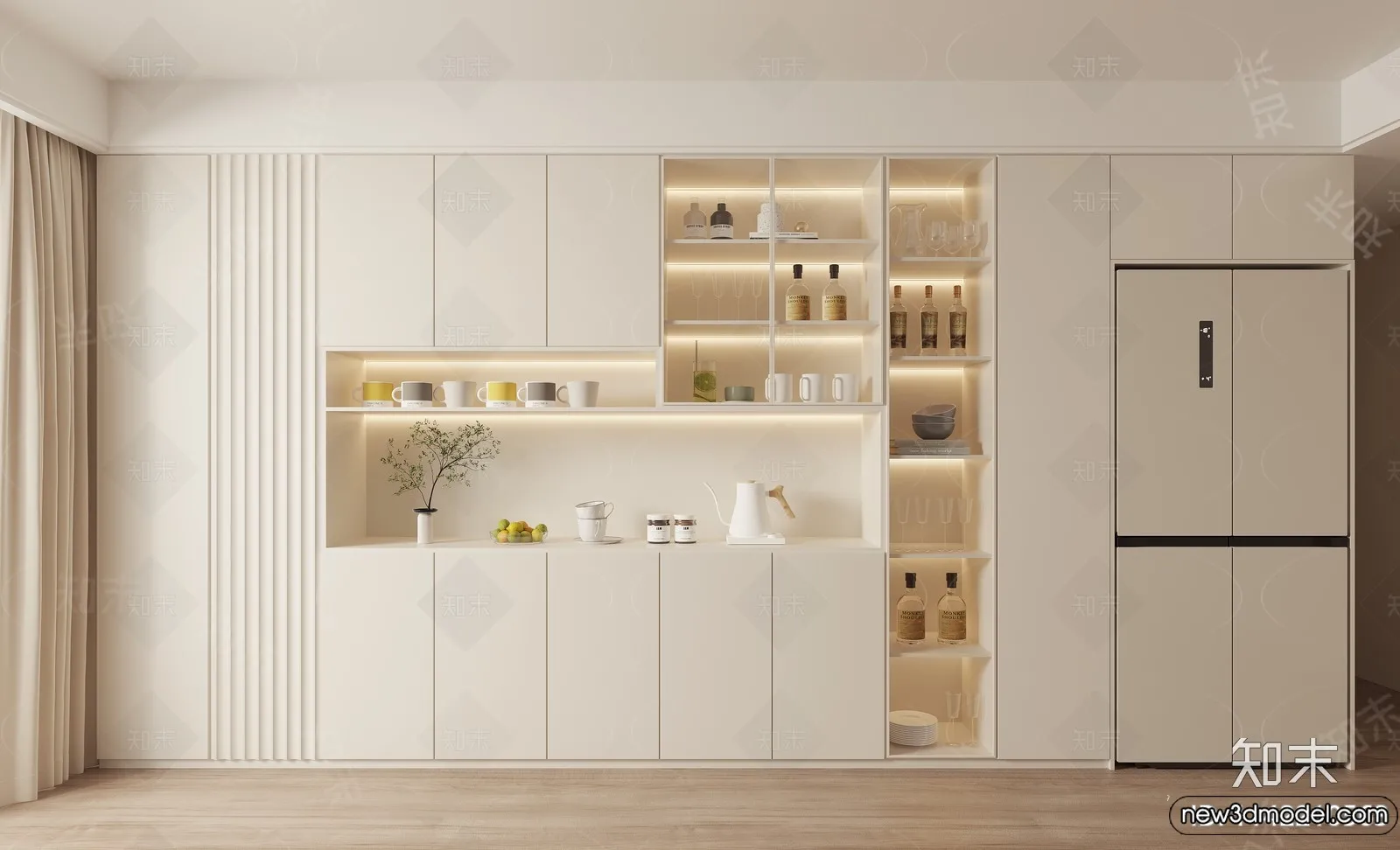 Wine Cabinet 3D Models - 3D Furniture for Interior Design - 077