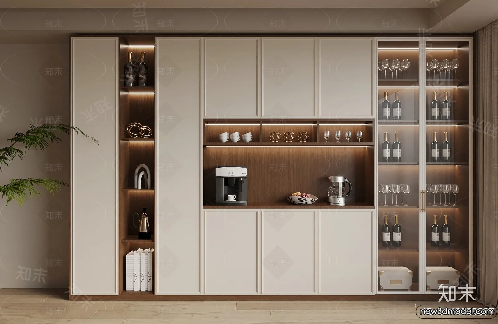 Wine Cabinet 3D Models - 3D Furniture for Interior Design - 081