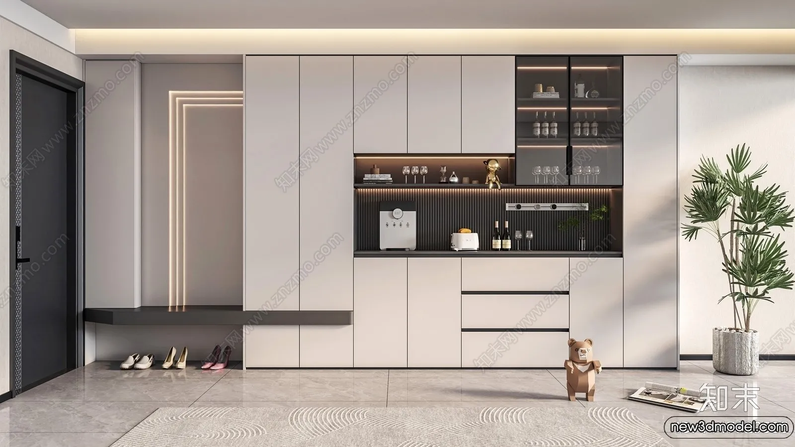 Wine Cabinet 3D Models - 3D Furniture for Interior Design - 082