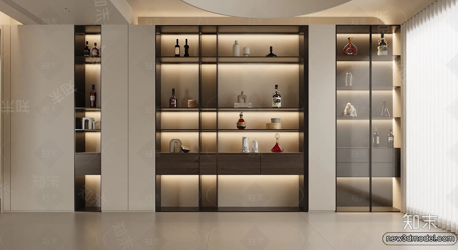 Wine Cabinet 3D Models - 3D Furniture for Interior Design - 083