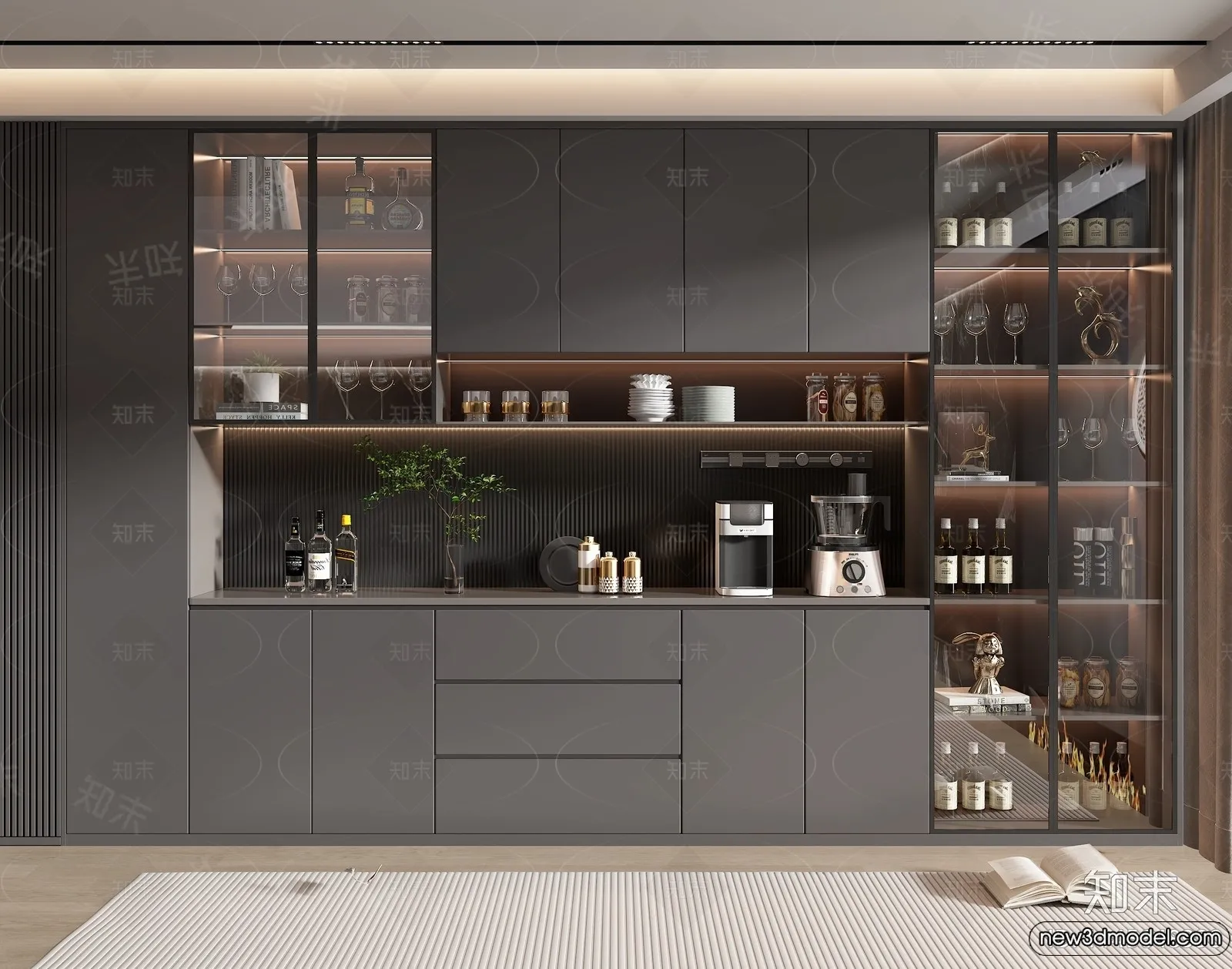 Wine Cabinet 3D Models - 3D Furniture for Interior Design - 088