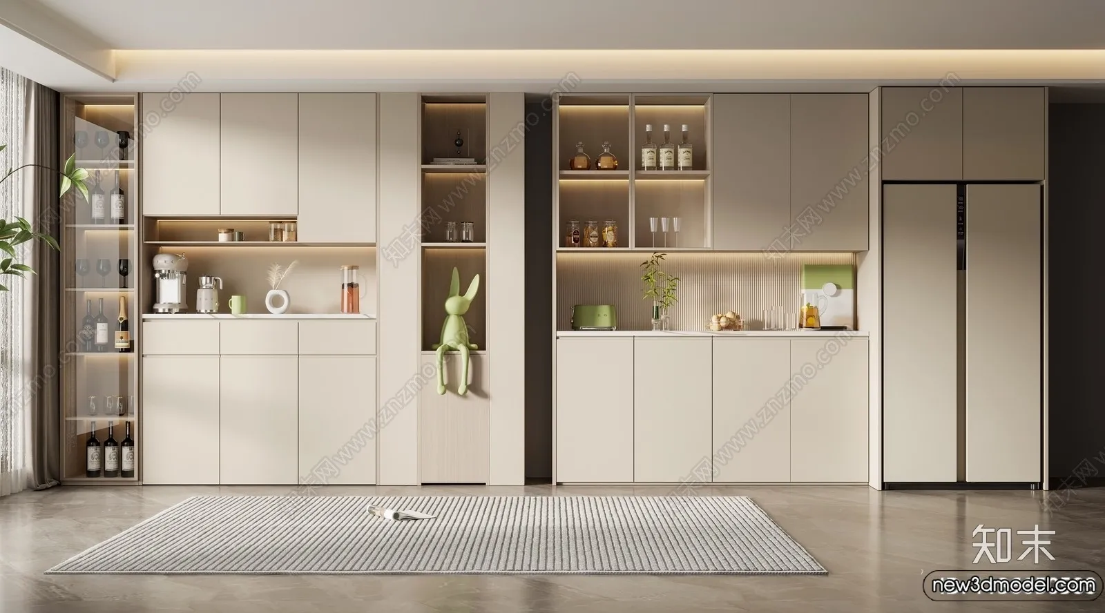 Wine Cabinet 3D Models - 3D Furniture for Interior Design - 093