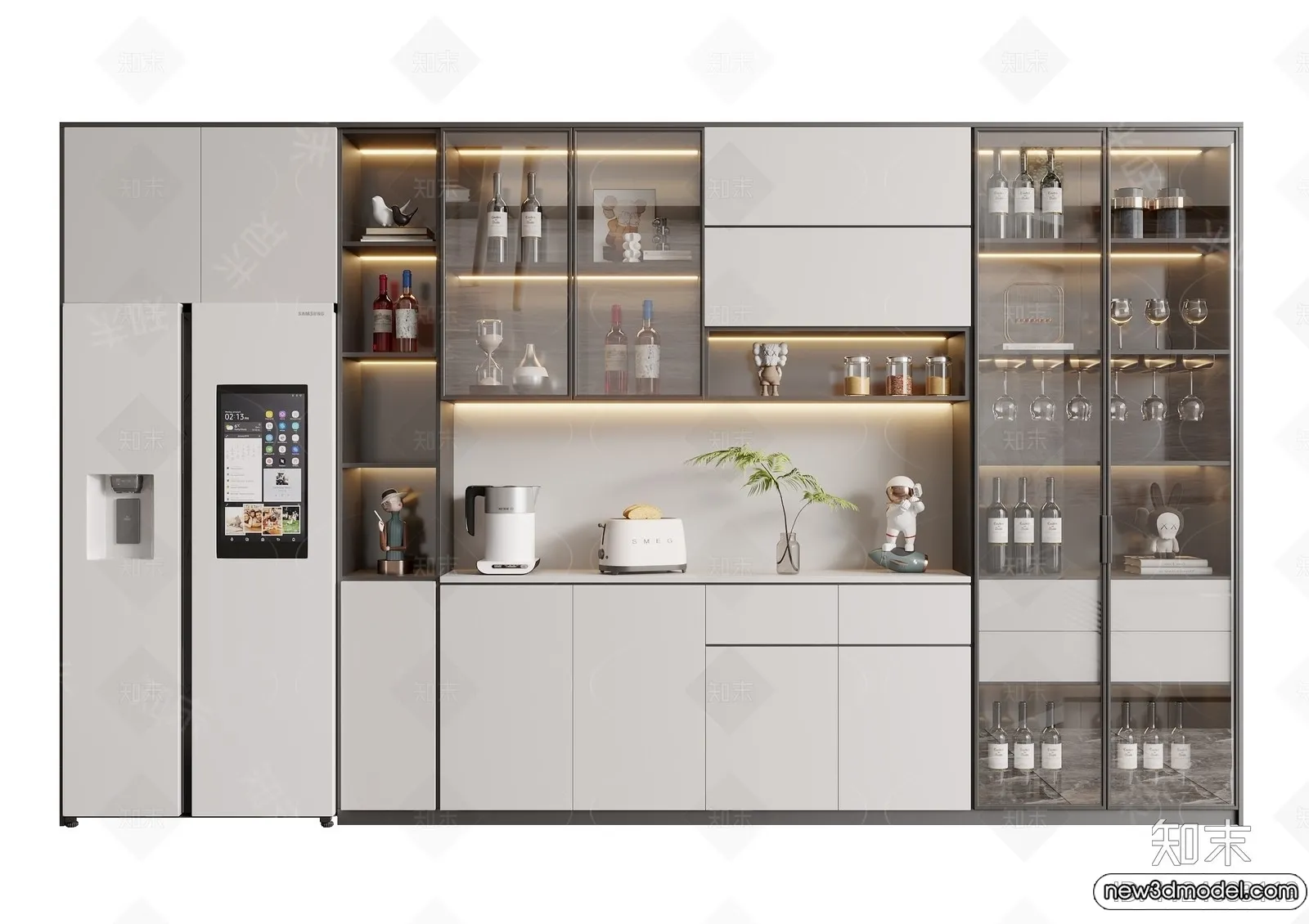 Wine Cabinet 3D Models - 3D Furniture for Interior Design - 094