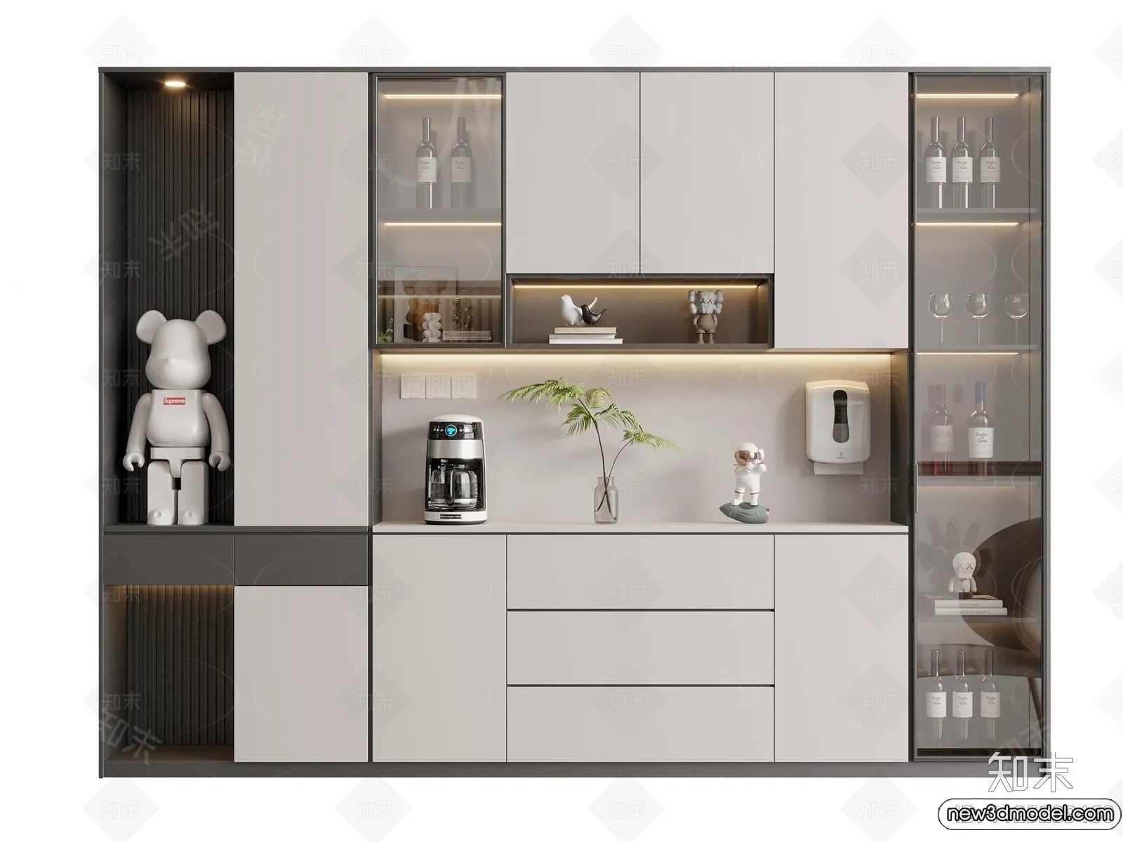 Wine Cabinet 3D Models - 3D Furniture for Interior Design - 095