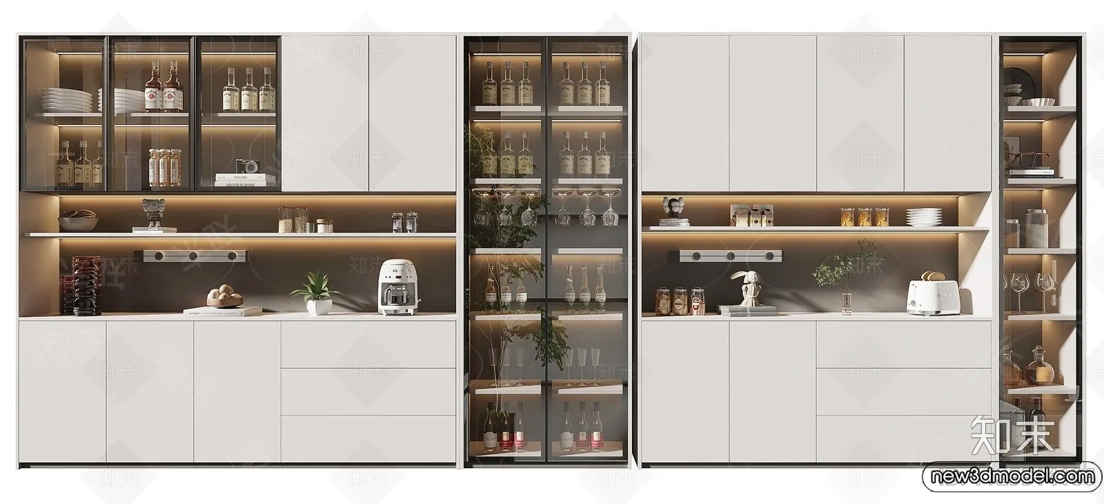 Wine Cabinet 3D Models - 3D Furniture for Interior Design - 098