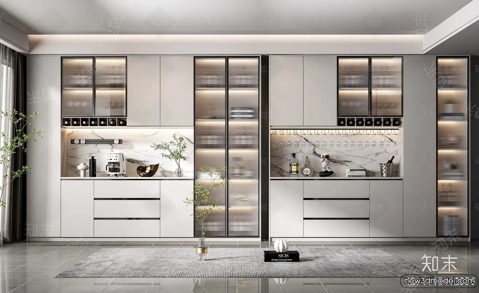 Wine Cabinet 3D Models - 3D Furniture for Interior Design - 099