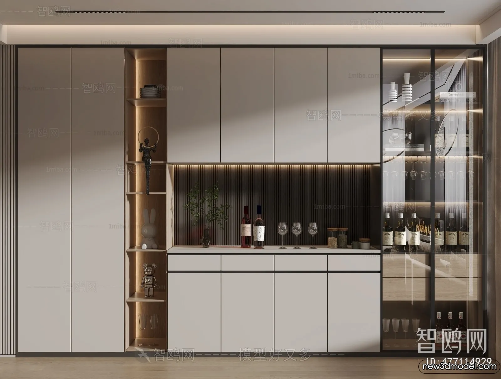 Wine Cabinet 3D Models - 3D Furniture for Interior Design - 100