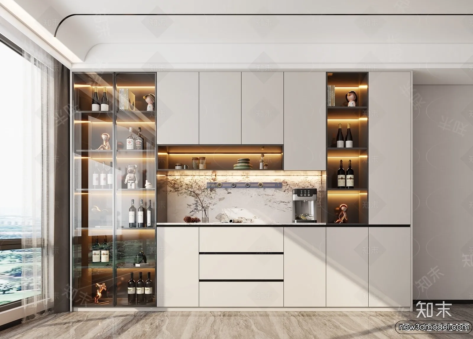 Wine Cabinet 3D Models - 3D Furniture for Interior Design - 104