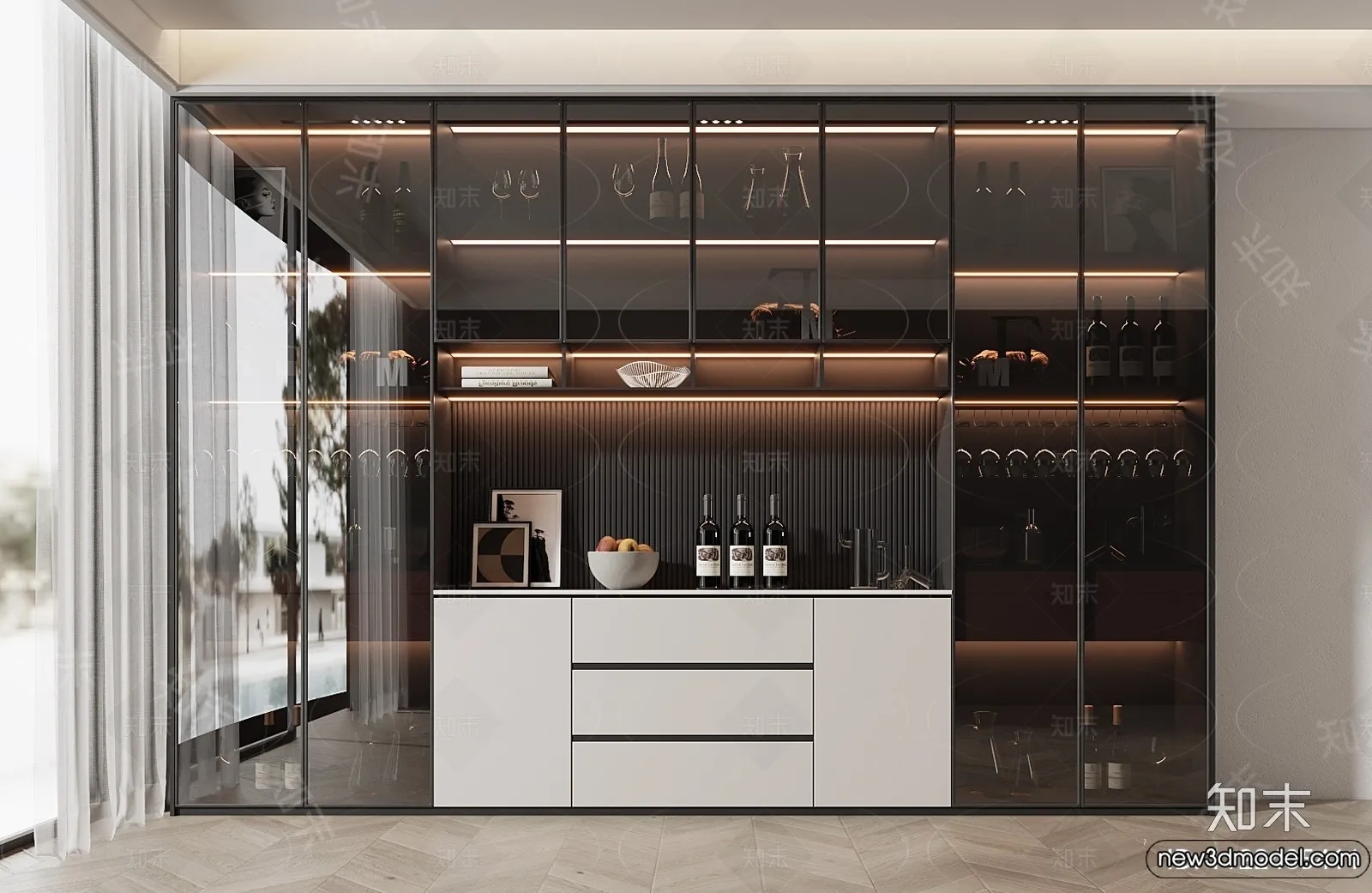 Wine Cabinet 3D Models - 3D Furniture for Interior Design - 105